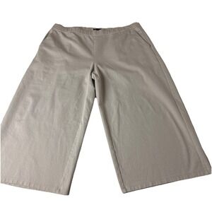 Eileen Fisher Crop Pants Womens 1X Tan Wide Leg Casual Pockets Organic Cotton